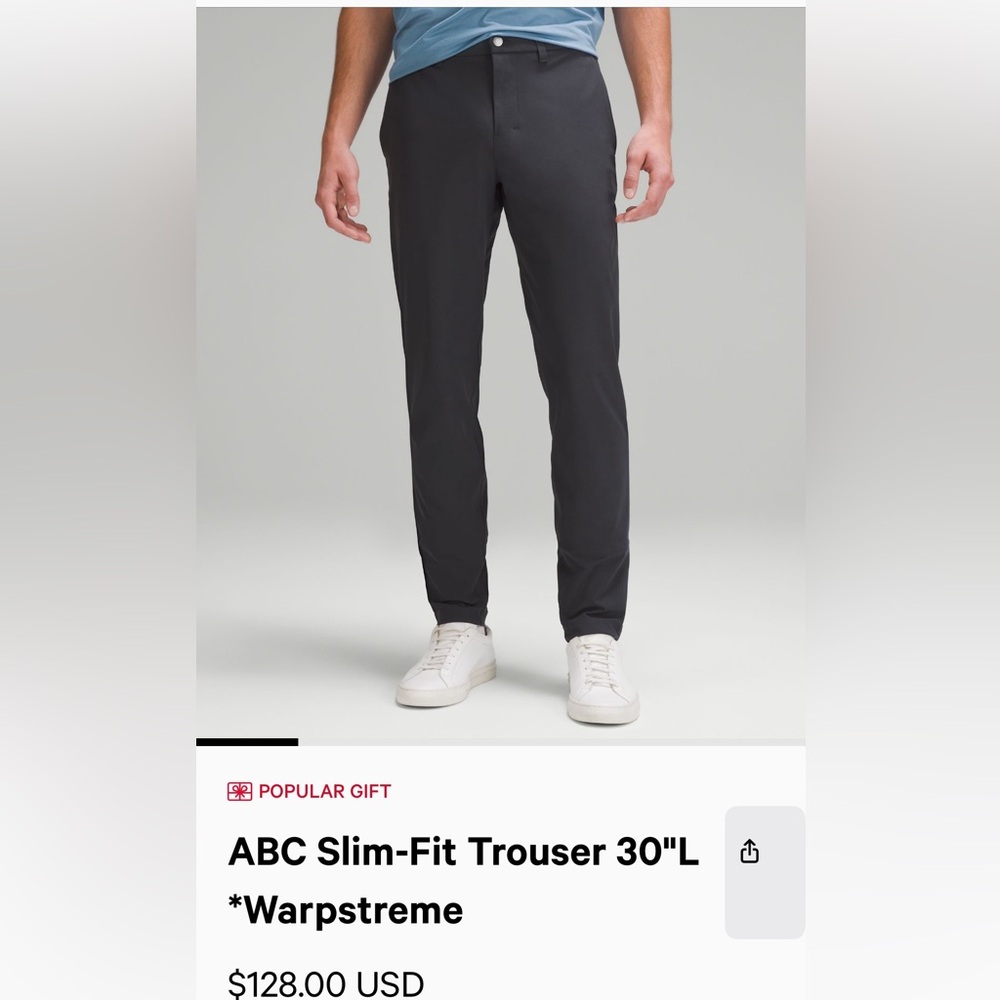 Lululemon ABC slim fit trouser in Obsidian